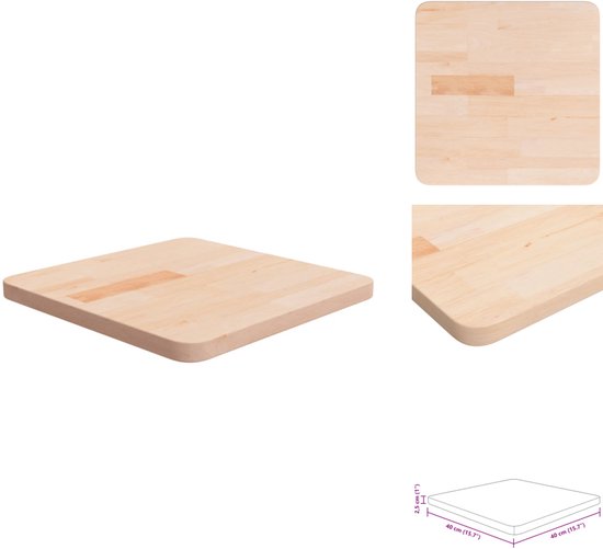 vidaXL Tafelblad vierkant 50x50x2,5cm massief eiken lichtbruin | Leen