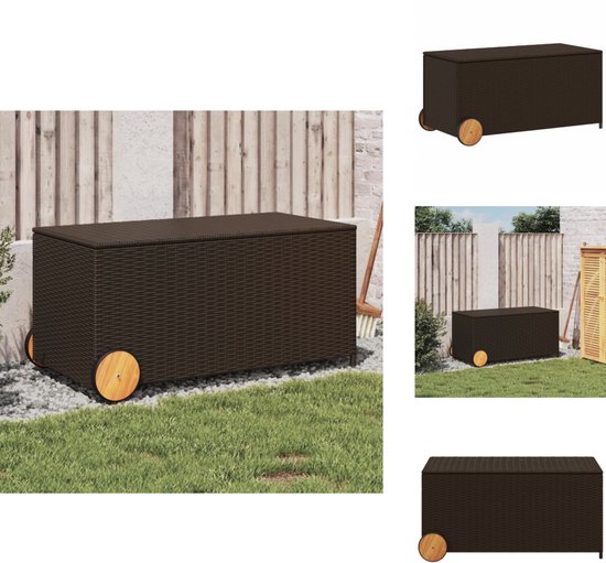 Tuinbox 110x50x54 cm poly rattan en acaciahout zwart