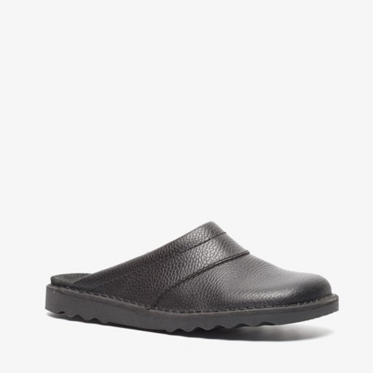 Natuform leren heren pantoffels - Zwart - Sloffen - Maat 45
