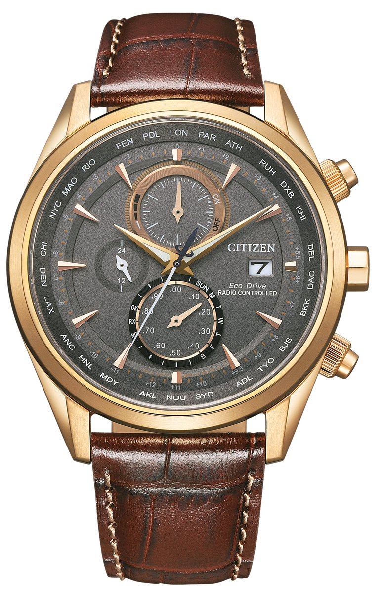 Citizen AT8263-10H Horloge - Leer - Bruin - Ø 43 mm