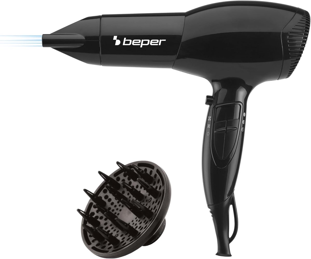 Haardroger 2000 Watt met Diffuser en Concentrator - Antislip handgreep - Zwart