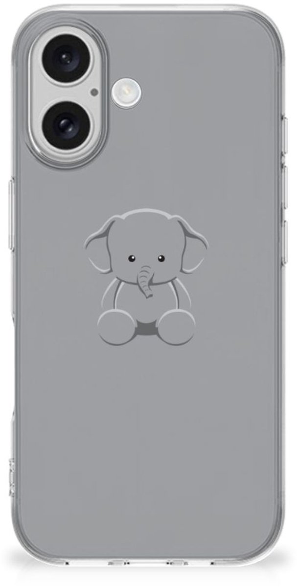 iPhone 16 plus Telefoonhoesje met Naam Grijs Baby Olifant