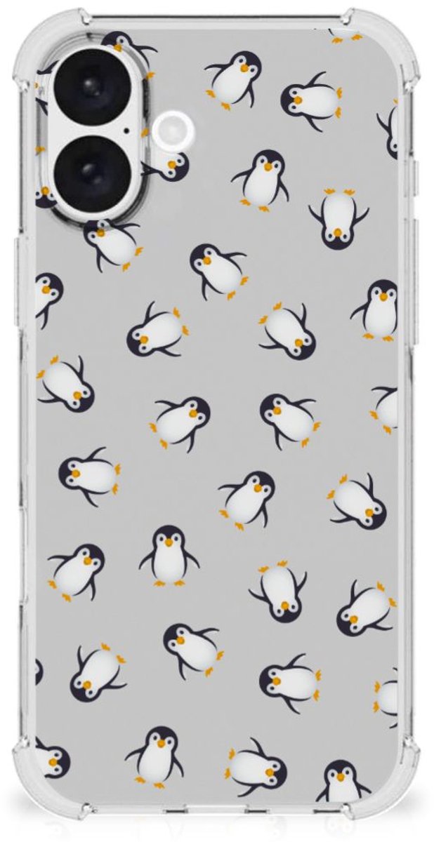 Doorzichtige Silicone Hoesje voor iPhone 16 Plus Pinguïn