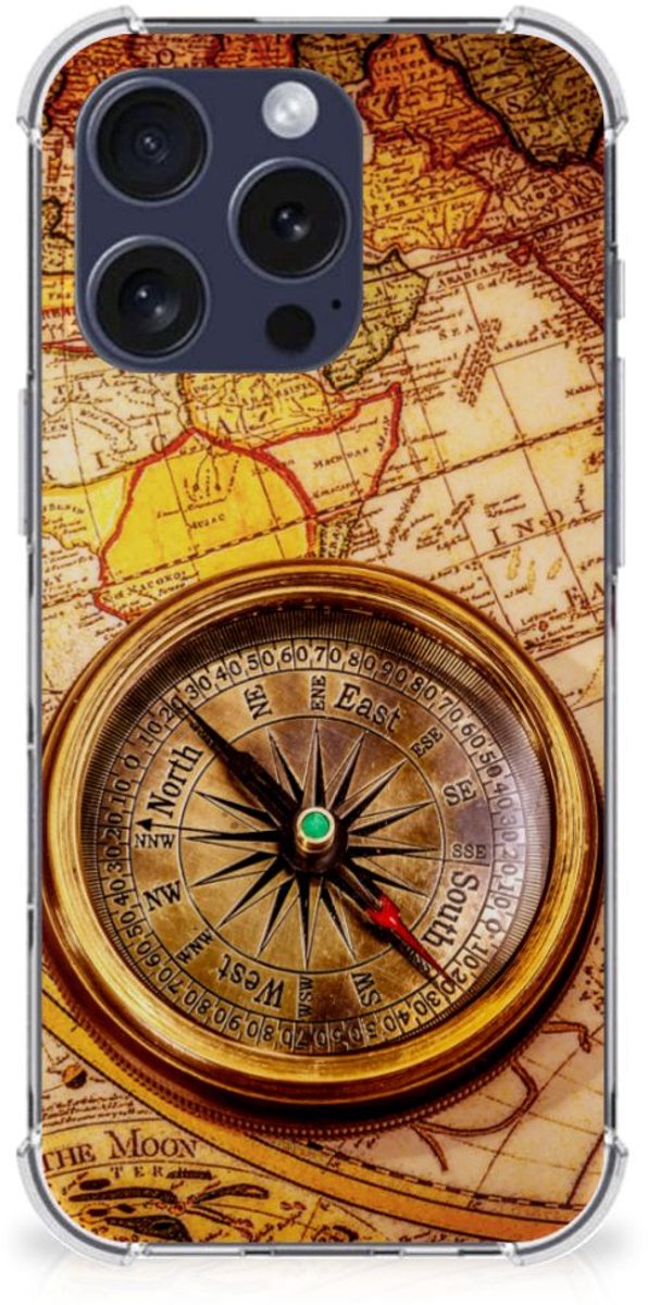 Back Cover voor iPhone 16 Pro Max Telefoonhoesje met valbescherming Kompas