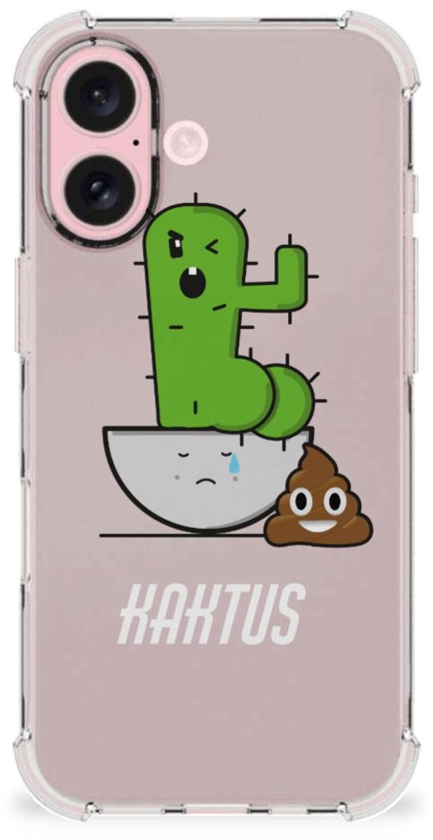 iPhone 16 Stevig Bumper Hoesje Cactus Poo