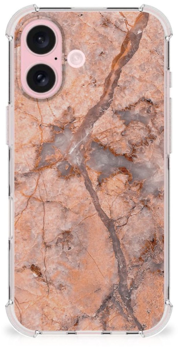 iPhone 16 Anti-Shock Hoesje Marmer Oranje