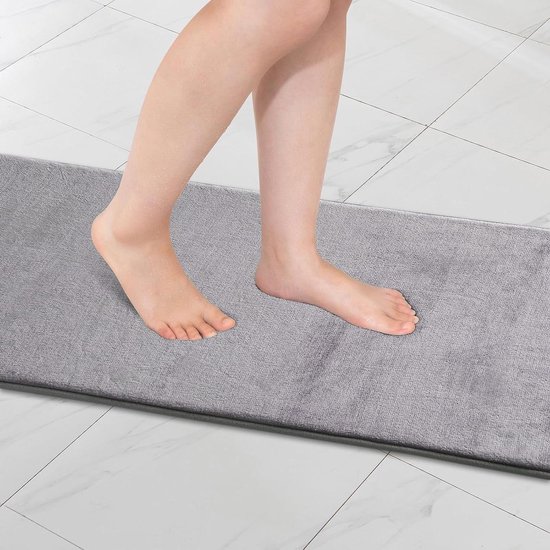 MIULEE Traagschuim Badmat 60x90 Cm Lichtgrijs - Antislip Douchemat Absorberend