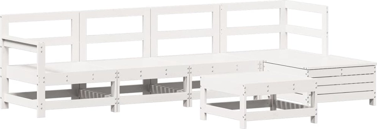 The Living Store 6-delige Loungeset massief grenenhout wit - Loungeset - Tuinlounge - Buitenkamer - Loungehoek - Hout Meubel