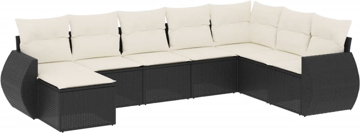 The Living Store 8-delige Loungeset met kussens poly rattan zwart - Loungeset - Tuinset - Lounge Set - Buitendecoratie - Garden Furniture The Living Store 8-delige Loungeset met kussens poly rattan zwart - Loungeset - Tuinset - Lounge Set - Buitendecoratie - Garden Furniture - Afbeelding 1