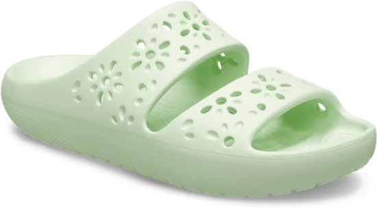 Crocs - Chaussons Classic à découpes florales pour femme - Vert jade - Pointure 37/38