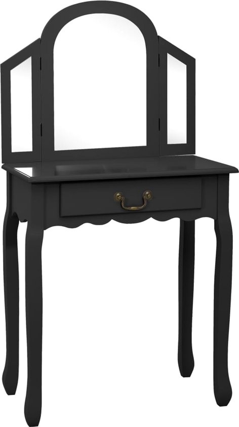 VidaXL Kaptafel Met Spiegel 86,5x35x136 cm Wit, Slaapkamer Tafel, Make-up Tafeltje, Wandtafel
