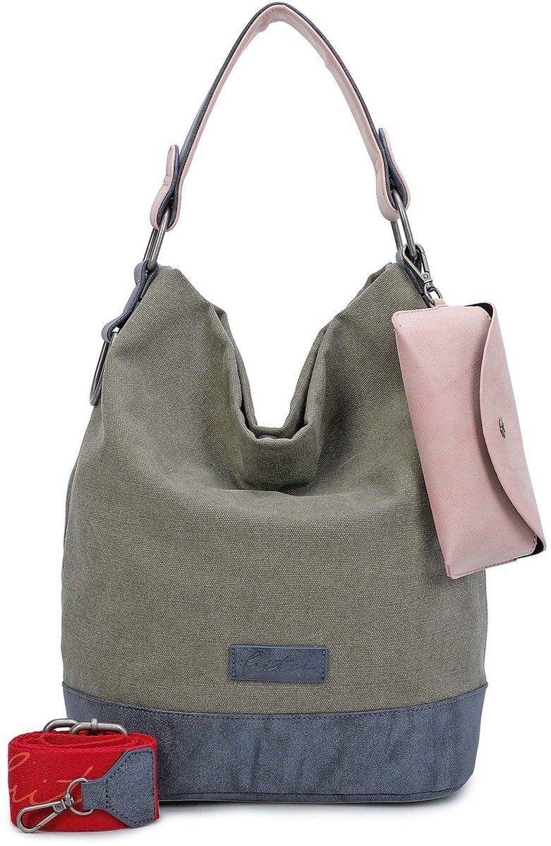 Fritzi aus Preußen Schoudertas Canvas Izzy07 Olga Hobo Bag Olive Olijfgroen