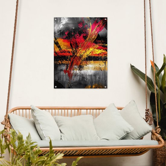 Tuinposter 60x80 cm - Tuindecoratie Kunst - Zwart - Abstract - Poster voor in de tuin - Buiten decoratie - Schutting tuinschilderij - Tuindoek muurdecoratie - Wanddecoratie balkondoek