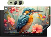 KitchenYeah® Protection plaque induction 90x55 cm - Martin-pêcheur - Coloré - Oiseaux - Protege plaque de cuisson - Couvre plaque induction - Protecteur d'induction - Cuisine
