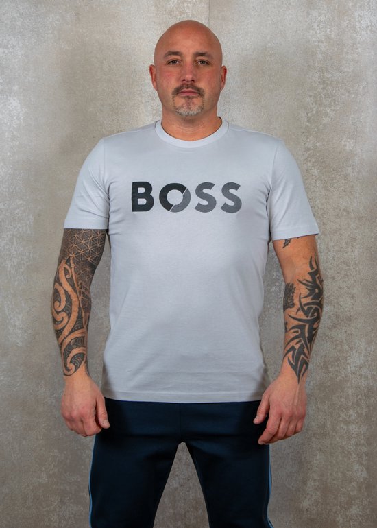 Hugo Boss Tee Tape Logo Maillot gris pastel clair