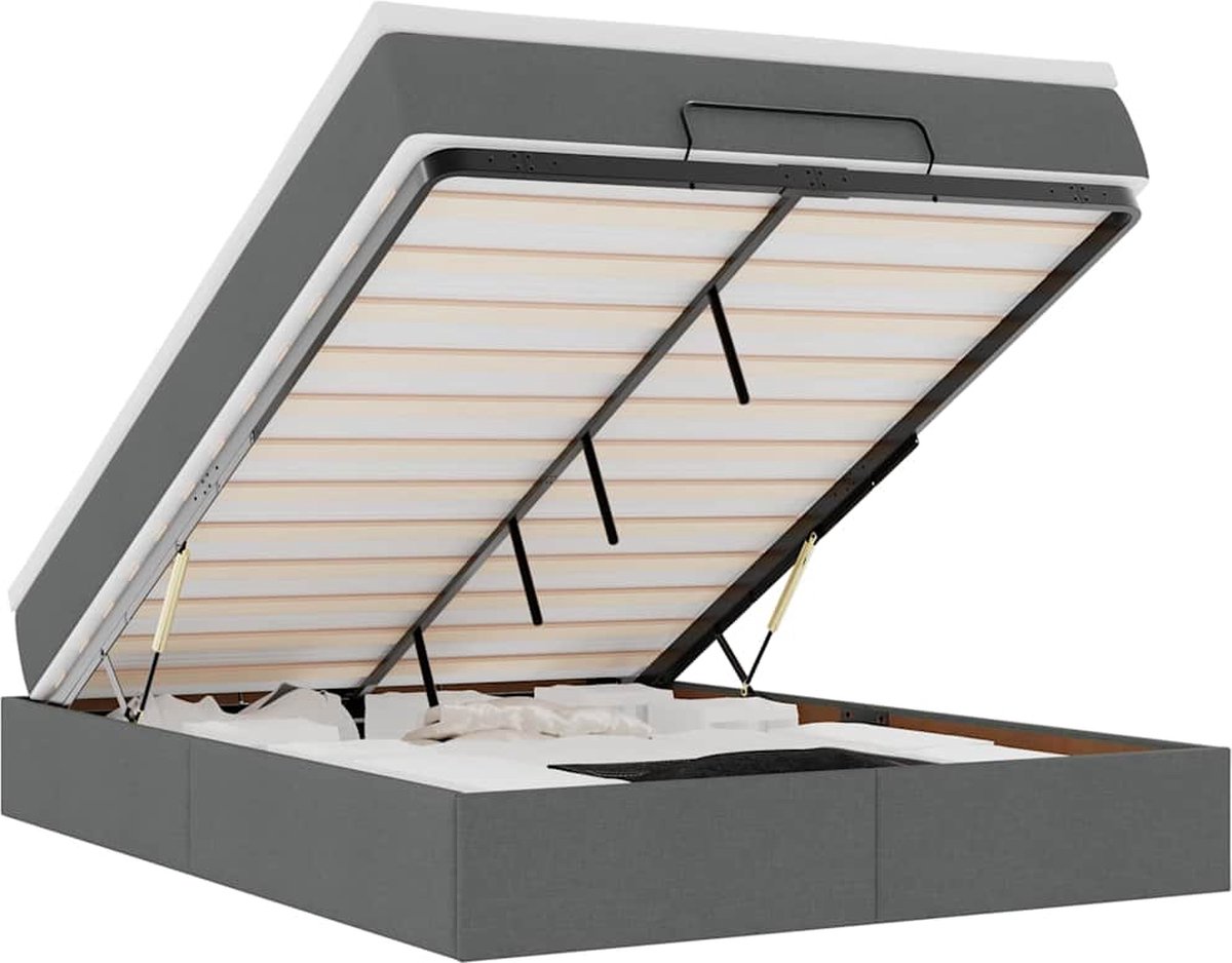 vidaXL - Ottoman - bed - met - matras - 140x190cm - stof - donkergrijs