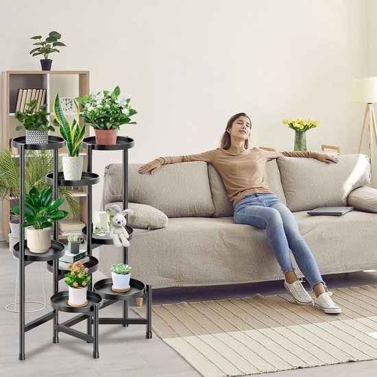 AZERPIAN Plantenstandaard 5-laags metalen bloemenplank voor binnen voor meerdere planten, hoekhoge bloemhouders voor terras, tuin, woonkamer, balkon, slaapkamer, zwart (5 niveau-zwart AZERPIAN Plantenstandaard 5-laags metalen bloemenplank voor binnen voor meerdere planten, hoekhoge bloemhouders voor terras, tuin, woonkamer, balkon, slaapkamer, zwart (5 niveau-zwart