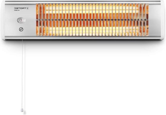 Chauffage infrarouge avec 2 niveaux de chaleur jusqu'à 1 200 watts - résistant aux éclaboussures IP24 - 2 éléments en quartz