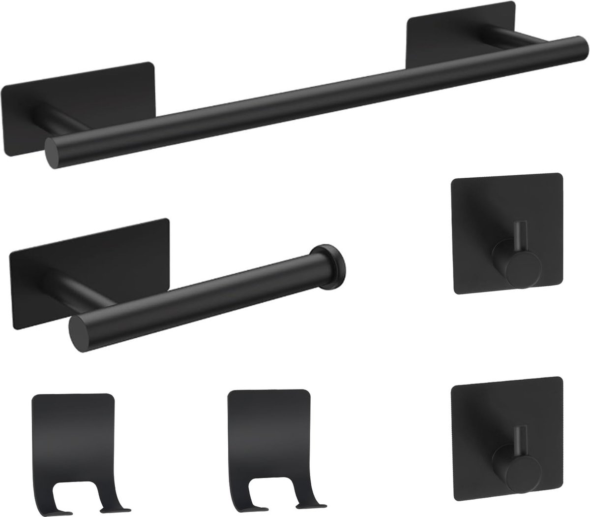 La'Moussawi ® Stijlvol Zelfklevend Badkamer Accessoire Set in Mat Zwart voor Moderne Badkamers