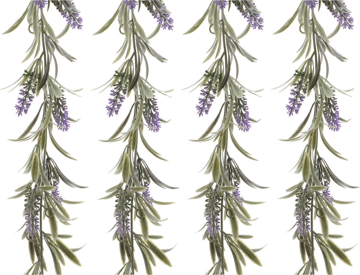 Decoris Lavendel Bloemen slinger - 4x stuks - Paars - kunstplanten - 80 cm- Kunstplanten/kunsttakken