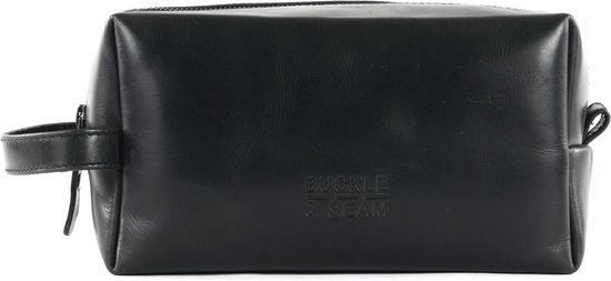 BUCKLE & SEAM Cuir Trousse de toilette Everest Blu Washbag Black Noir