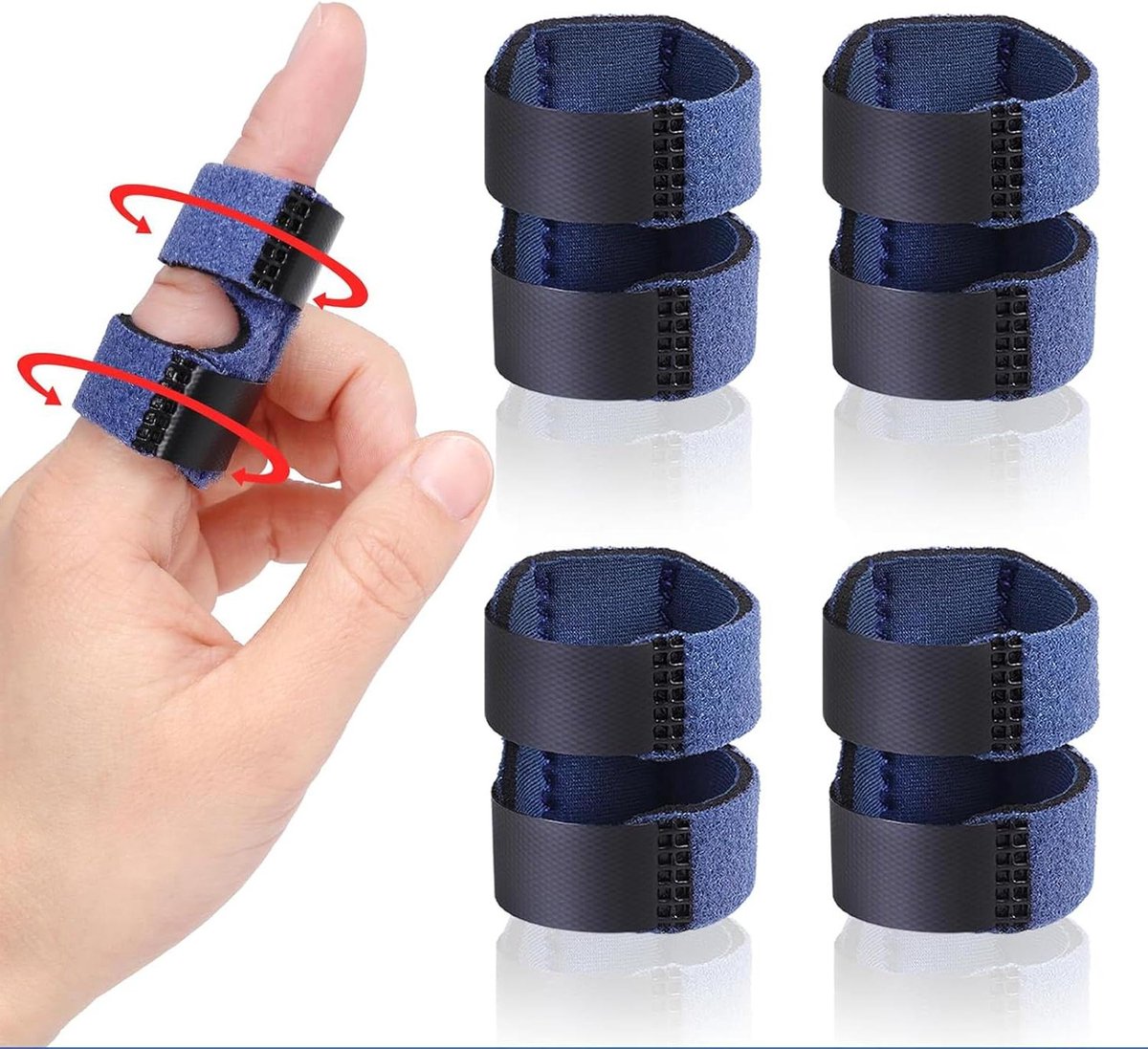 Duimvingerrails voor breuken en artritis - Vingerbescherming voor duim, middelvinger en ringvinger - Roze - Set van 4 stuks - Kort blauw .
