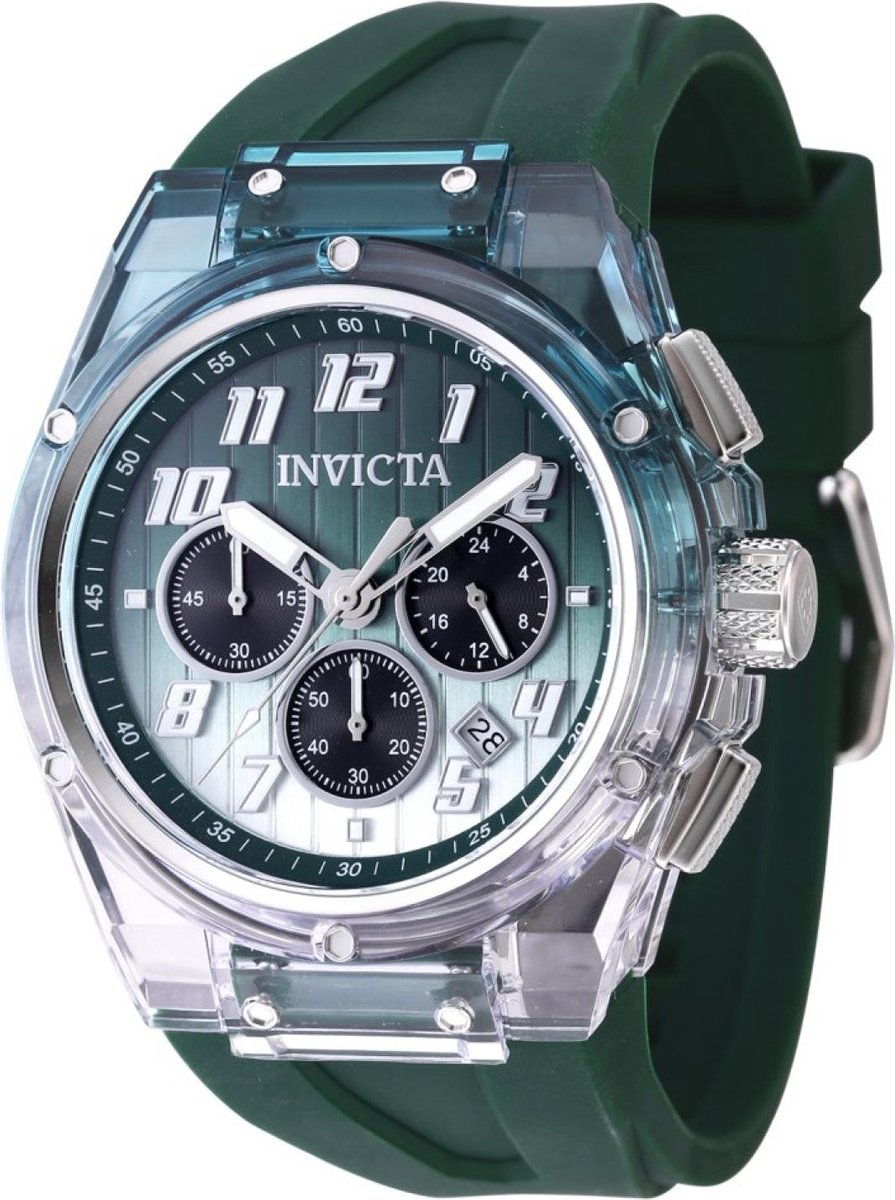 Invicta S1 Rally 47351 Heren Horloge - Waterdicht - Analoog - Quartz Uurwerk - Roestvrij Staal met groene Wijzerplaat - 44mm