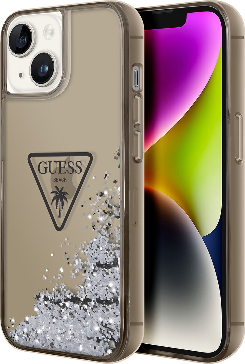 Guess Liquid Glitter Triangle Back Case voor Apple iPhone 14 (6.1") - Zwart/Blauw