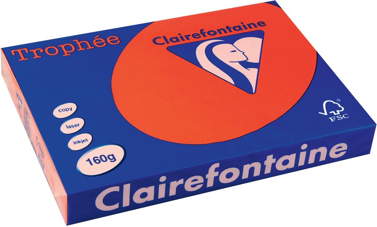 Clairefontaine Trophée Intens A3 koraalrood 160 g 250 vel