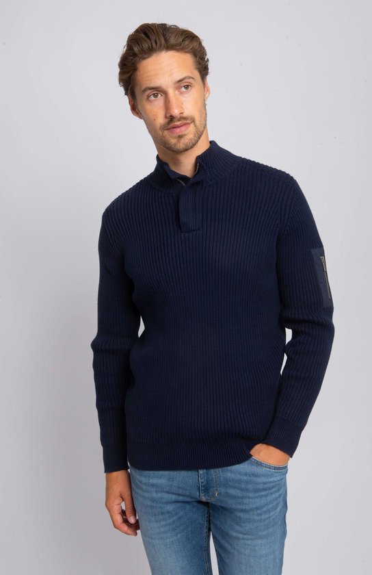 Adapté Mou Half Zip Sweater Marine - Taille L - Homme - Pull Skipper