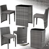 tectake® - wicker bistroset, ruimtebesparend in elkaar te schuiven, tuinmeubelset met 2 stoelen en tafel, tuinmeubilair, zitgroep voor tuin, wintertuin, balkon, terras - grijs - poly-rattan