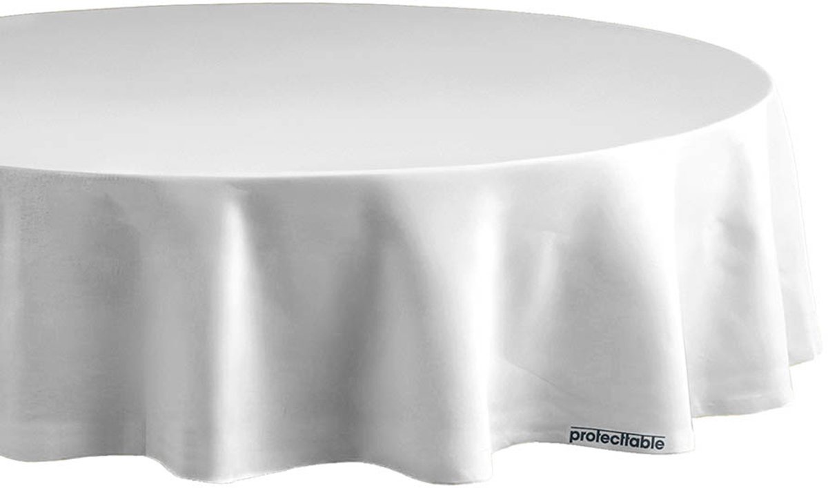 Protecttable - Rond Tafelzeil Uni Wit Ø138cm - Tafelkleed Afwasbaar - Kunststof