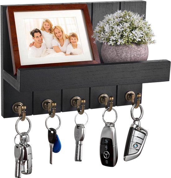 EOJDDPA Sleutelrek met plank en brievenhouder, sleutelbord met haken, 8 sleutelhouders, wandplank met 2 postvakken en memobord, sleutellijst voor hal en verbindingsgang