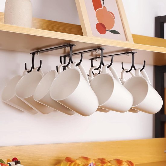 Onder kast mokhaken - 3 stuks - zwart - georganiseerde opbergruimte