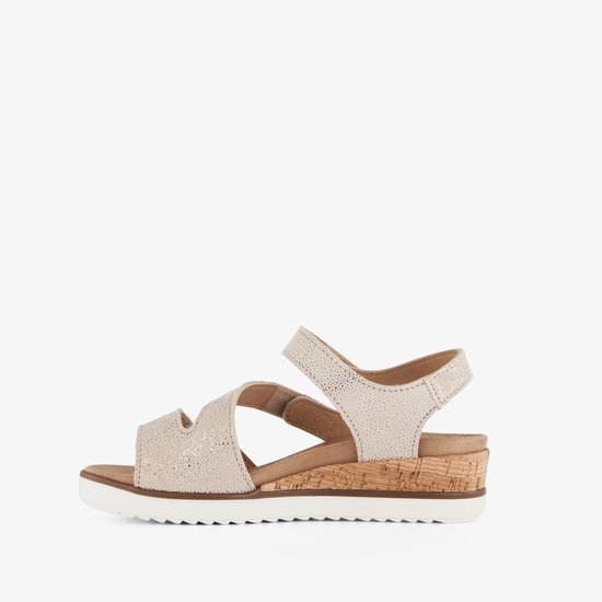 Sandales en cuir à talon compensé bas Hush Puppies - Beige - Semelle amovible - Pointure 37