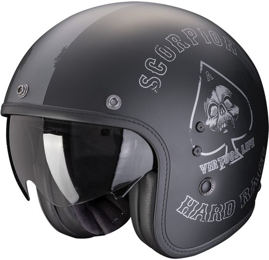 Scorpion Belfast Evo Spade Matt Zwart Zilver Jethelm - Helm