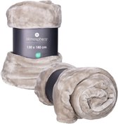 2x Pièces Couverture polaire/Plaid polaire beige foncé 130 x 180 cm polyester - Couverture de canapé - Couverture polaire - Plaid polaire