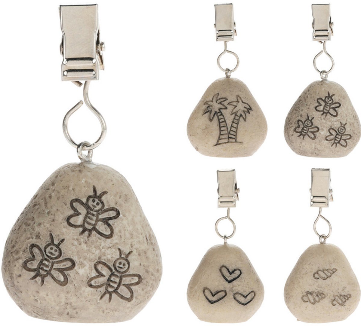 Excellent Houseware Tafelkleed gewichtjes - 3x - Ibiza style - kunststeen - grijs - 4,5 cm