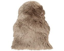 House Nordic | Schapenvacht - lamsvacht - imitatie dierenvel - licht bruin - champignon - 50 x 85 cm - vloerkleed