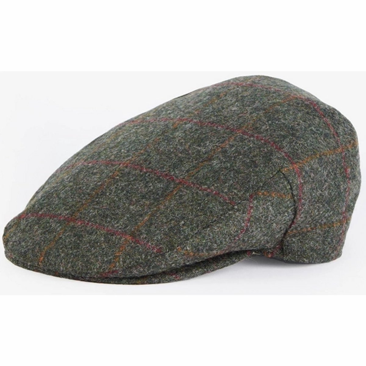 Pet Barbour Men Crieff Flat Cap Olive Red Overcheck (7 1/4)