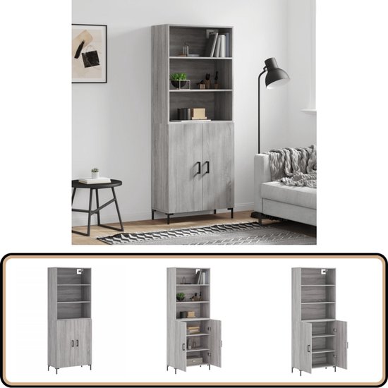 Vidaxl -hoge Kast -grijs -80 X 42.5 X 124 Cm -bewerkt Hout