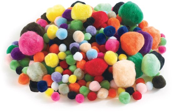 300 Stuks DIY Pompons Set - Diverse Kleuren En Maten - Zachte Pluizige Ballen Voor Knutselen 3