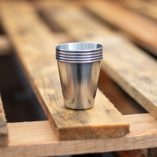 INTIRILIFE 5 x stapelbare roestvrijstalen bekers in 85 ml, voor camping en outdoor, metalen beker, beker, beker, glas, herbruikbaar, zonder plastic, geschikt voor kinderen — afbeelding 3