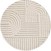 Japandi ART - Rond Vloerkleed Boho - Scandinavisch - Laagpolig Effen - Creme- 200 CM Ø