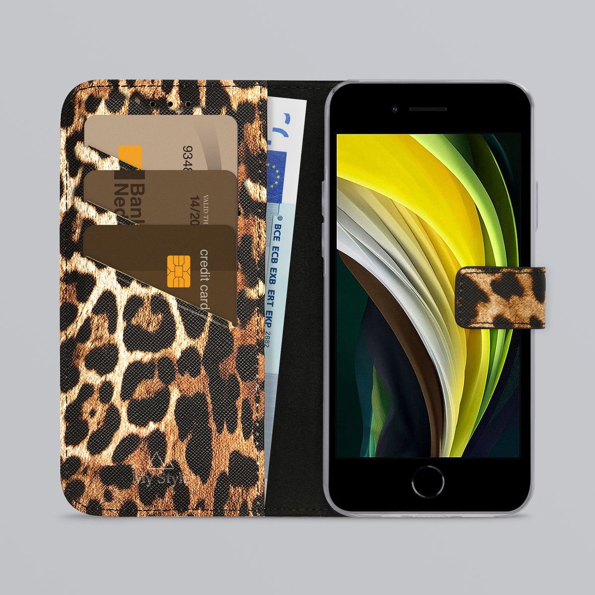 My Style Telefoonhoesje geschikt voor Apple iPhone 6 Hoesje | My Style Flex Wallet Bookcase Portemonnee | Pasjeshouder voor 3 Pasjes | Telefoonhoesje voor Pinpas / OV Kaart / Rijbewijs - Wild Leopard | Bruin