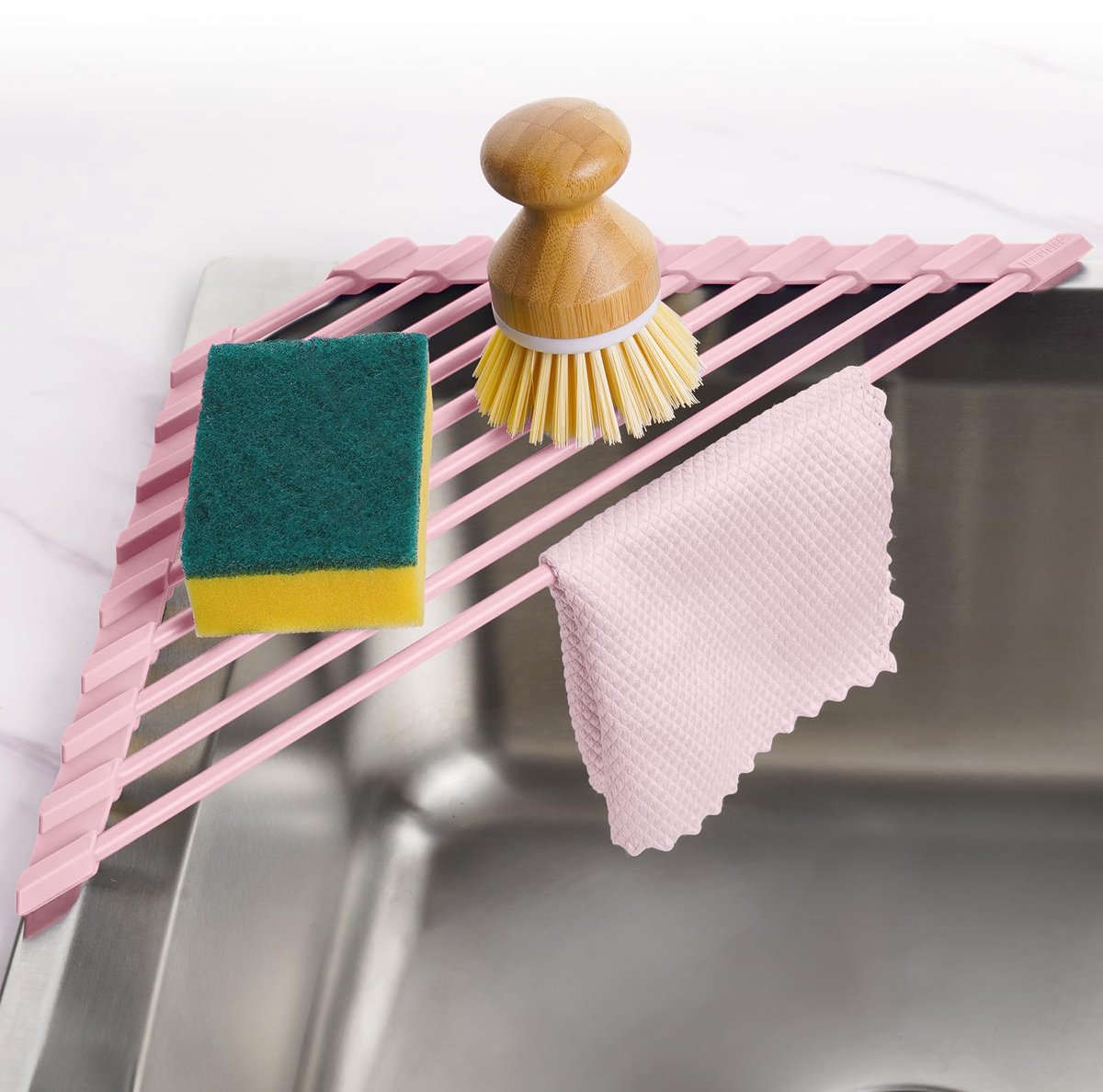 My Ninki ® Innovatief Driehoekig Opvouwbaar Afwasrek met Siliconen Coating voor Keukenorganisatie en Opbergruimte
