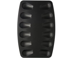 Zenker 7541 Madeleinevorm, madeleineplaat, vorm voor hartige en zoete madeleines, Roestvrij staal, Zwart, 26 x 39 x 1 cm