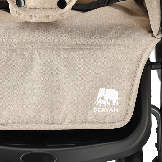 Deryan Luxe Elena Dubbele buggy- duo buggy - tandem buggy - Compact en lichtgewicht - Nougat van Deryan — afbeelding 5