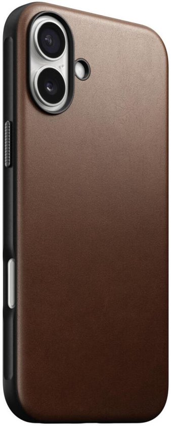 Coque Nomad adaptée à Apple iPhone 16 Plus | Étui en cuir moderne | Compatible avec MagSafe et le chargement sans fil | Couverture arrière en Cuir véritable | Marron