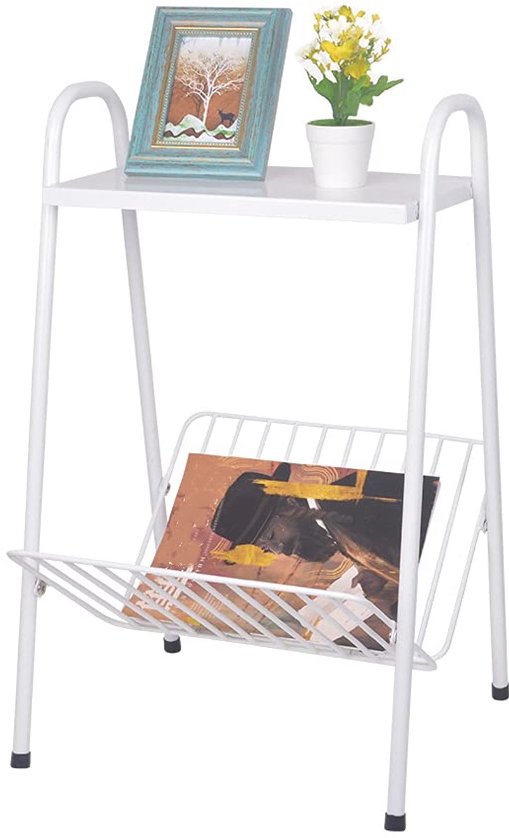 My Ninki ® Stijlvolle Metalen Bijzettafel met Tijdschriftenopslag voor Binnen en Buiten Gebruik